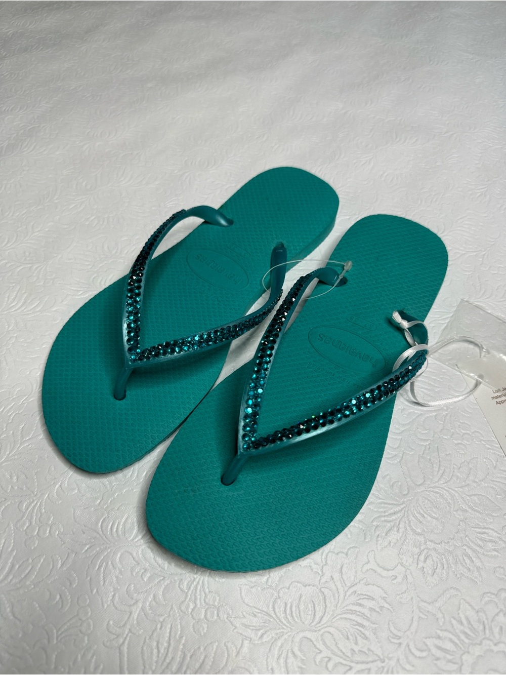 Lori Jack Swarovski Crystal Teal Sandals
